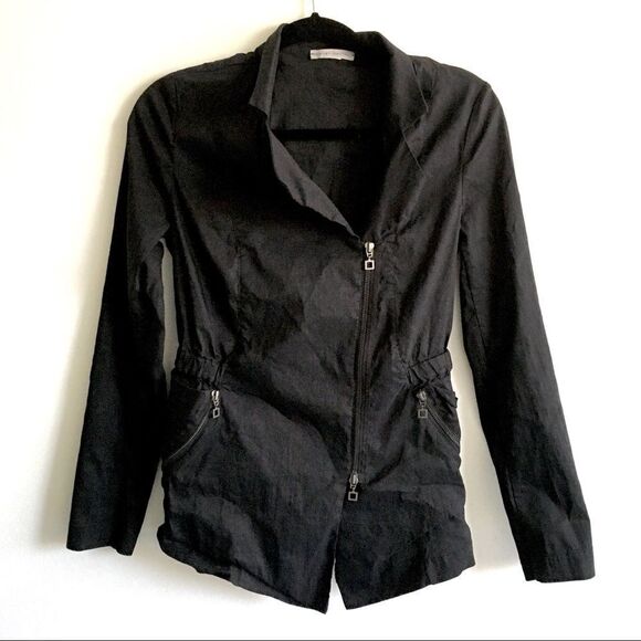 SARAH PACINI Asymmetrical Lightweight Black Jacket XS - Picture 2 of 8